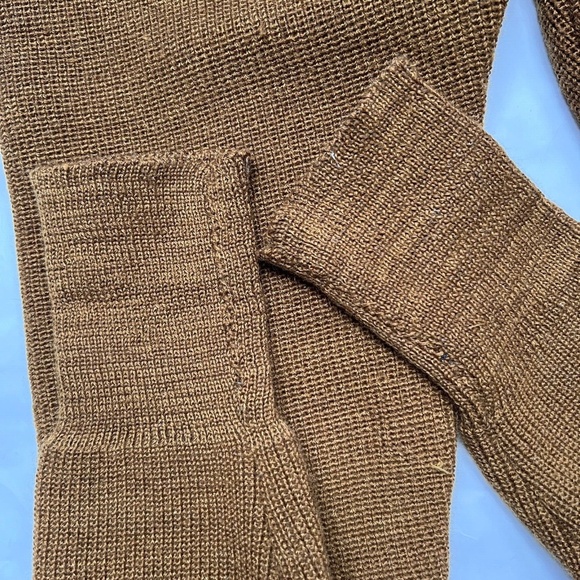 Handmade Hand Knit Sweater Pants High Waist Cuff Leg with Ribbed Ankle Thick M - Picture 4 of 6